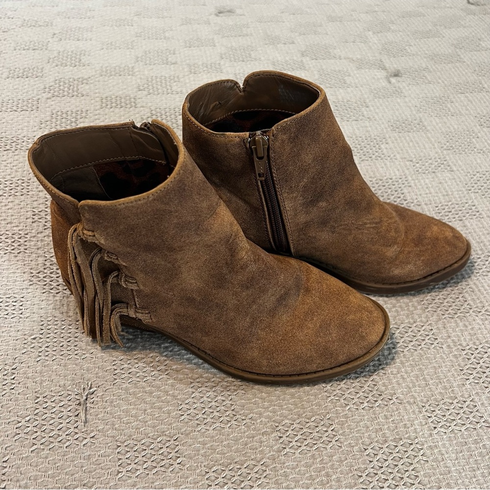 GB Girls (Gianni Bini) Brown Leather Fringe Booties Kids 3M